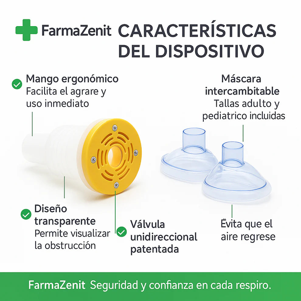 DISPOSITIVO ANTIASFIXIA DE EMERGENCIA PARA ADULTOS Y NIÑOS + GUÍA "CÓMO ACTUAR EN CASO DE EMERGENCIA"