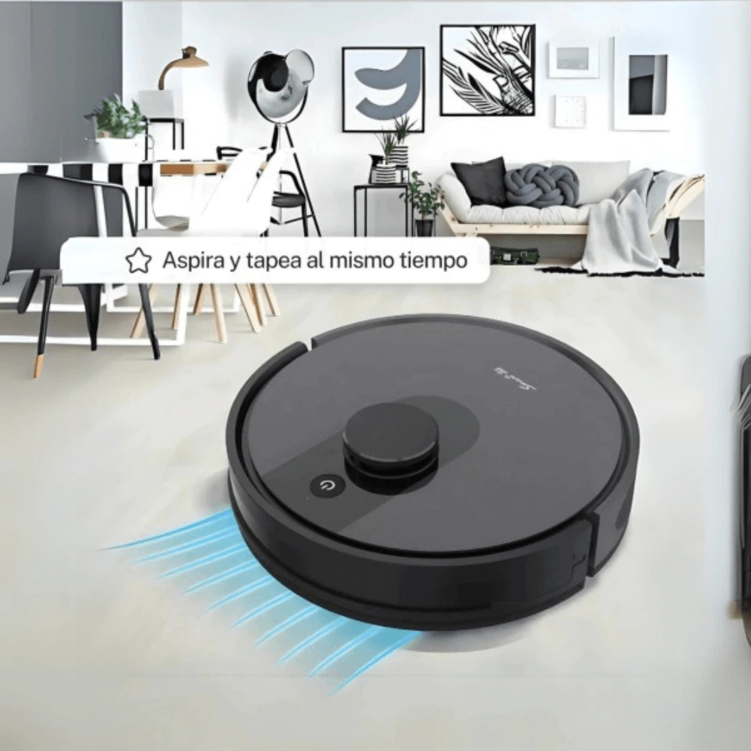 Robot de Limpieza Inteligente 3 en 1 (Barre, Aspira y Trapea)