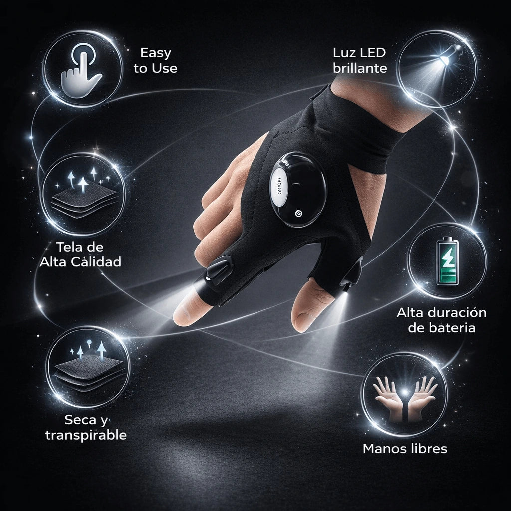 Guantes impermeables con luces LED