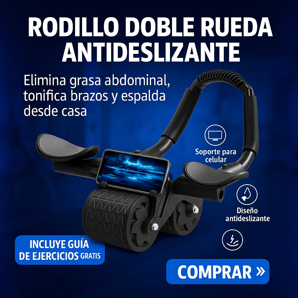 Rodillo antideslizante doble rueda + guía de ejercicios GRATIS