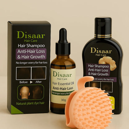 KIT COMPLETO DE ANTICAÍDA DE CABELLO (SERUM + SHAMPOO + CEPILLO MASAJEADOR)