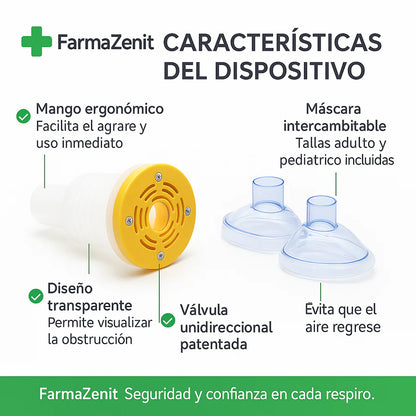DISPOSITIVO ANTIASFIXIA DE EMERGENCIA PARA ADULTOS Y NIÑOS + GUÍA "CÓMO ACTUAR EN CASO DE EMERGENCIA"
