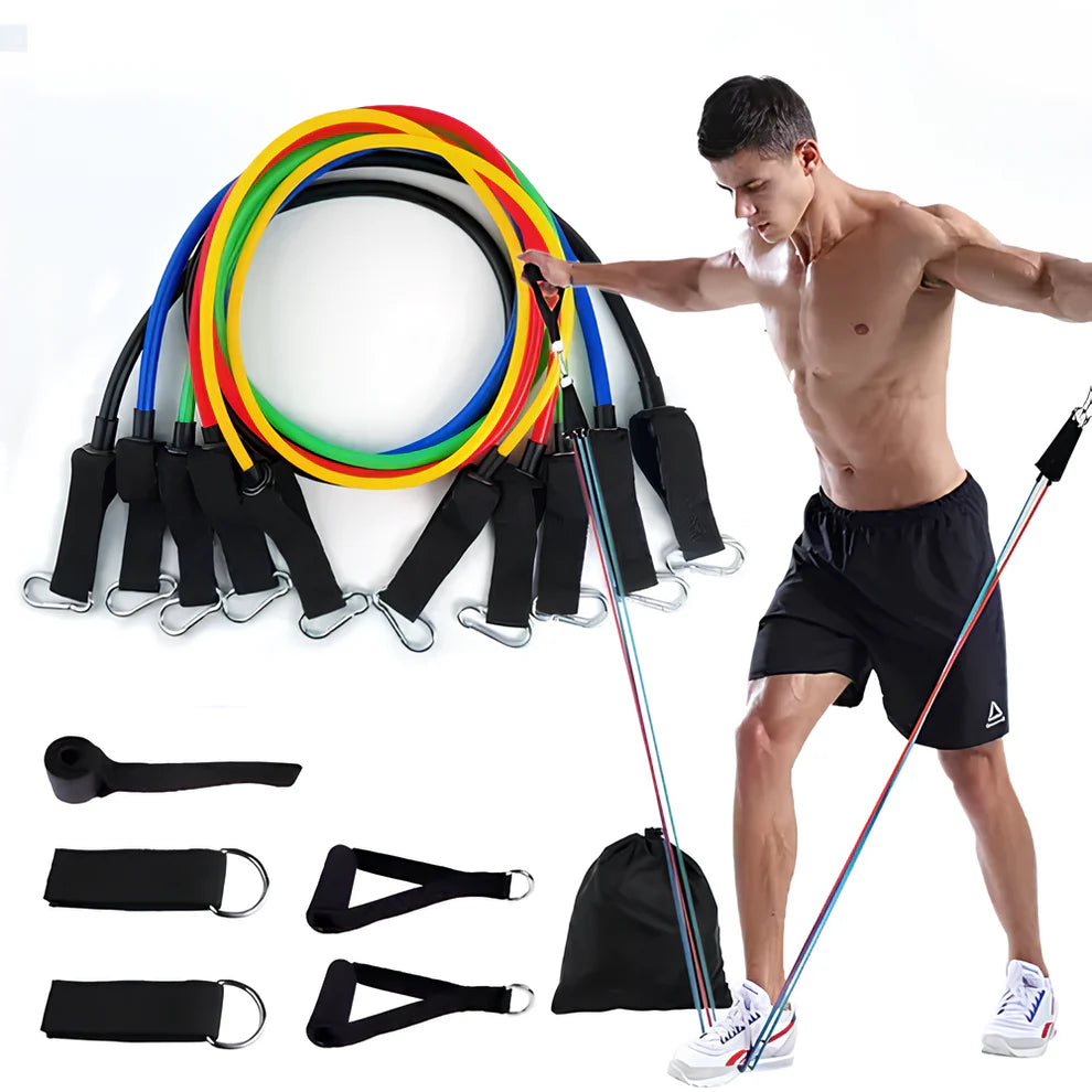 SuperKit 11 Piezas | Combo Bandas Elásticas Tubulares + Guía Ejercicios